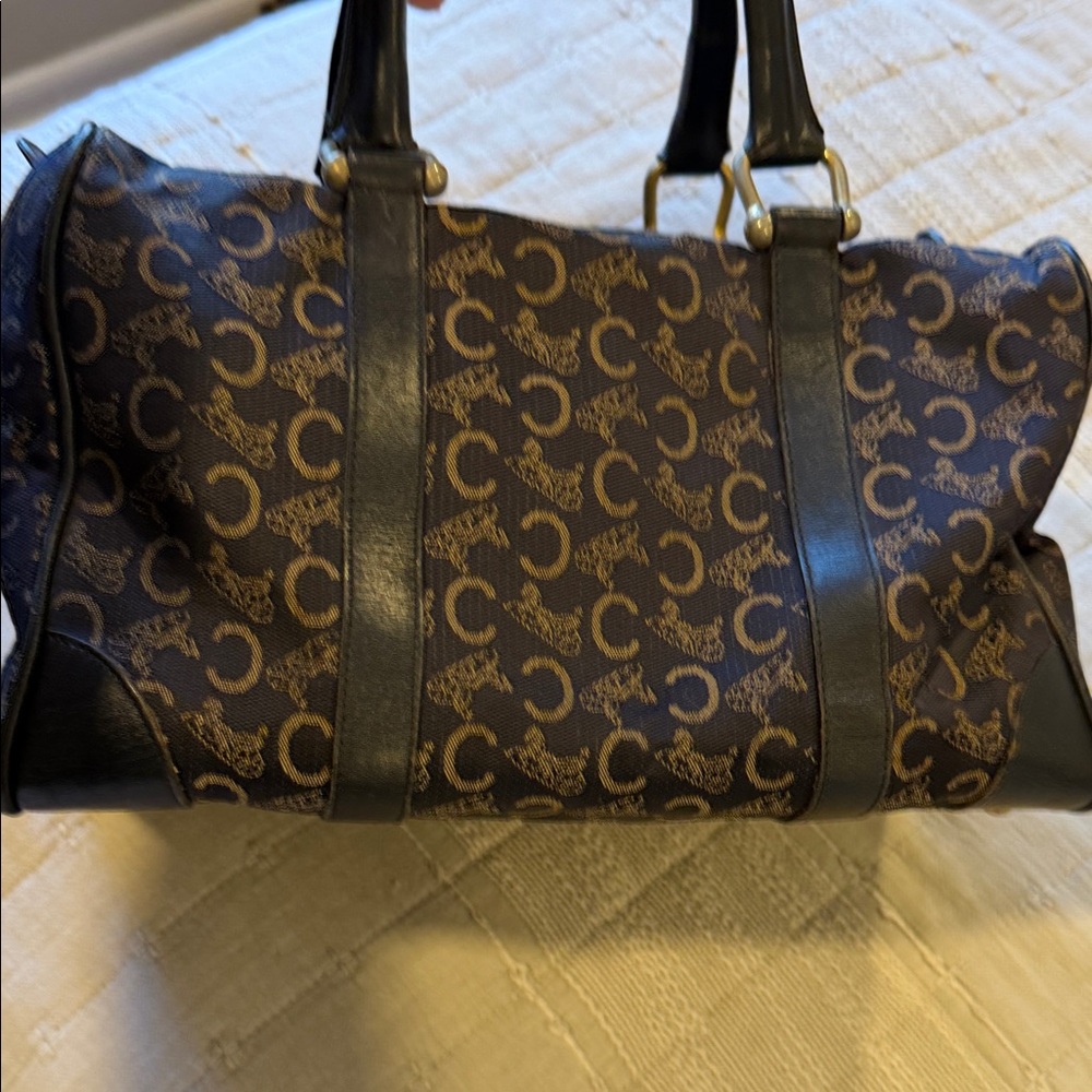 Celine Blue and Gold Monogram Sachel Bag - Picture 3 of 7